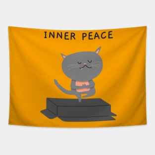 Inner peace funny cat pose Tapestry