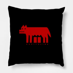 Minimalist design of Capitoline Wolf. Art in red ink Pillow