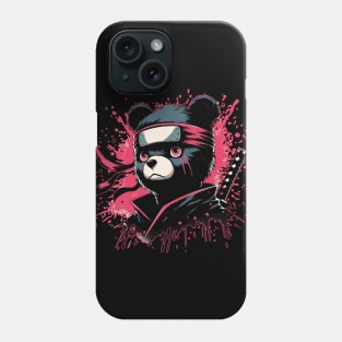 Cool Ninja Bear Japanese Anime Ink Splash Style Phone Case