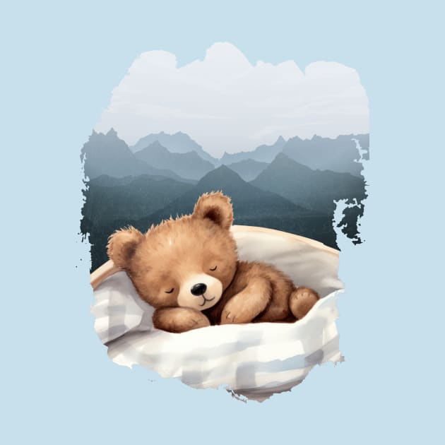 CUTE Teddy Bear Sleeping AND Watercolor Mountains by Alienated