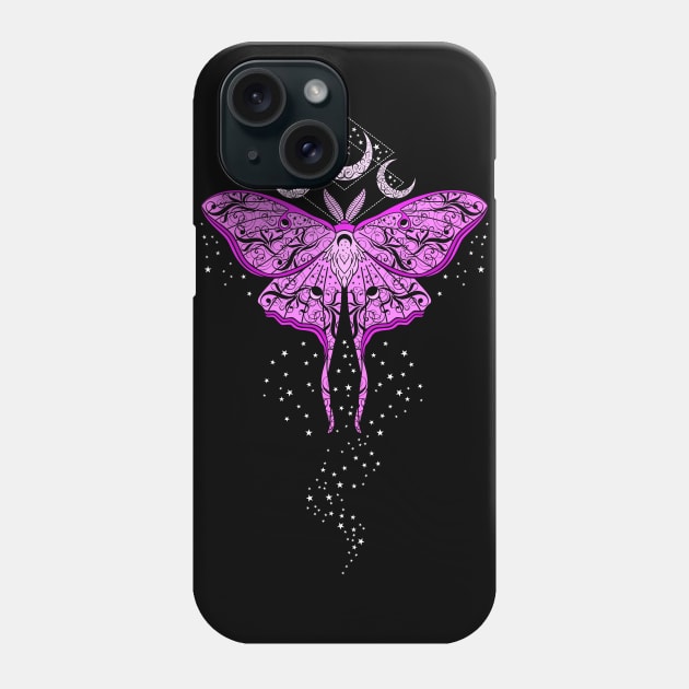 Magic Pink Moon Moth Phone Case by RavenWake