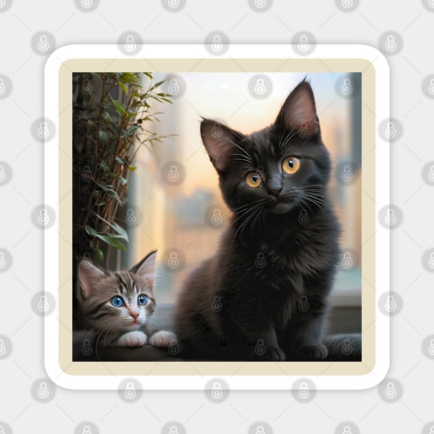 Cute Kittens Beautiful Cats Magnet by PlanetMonkey