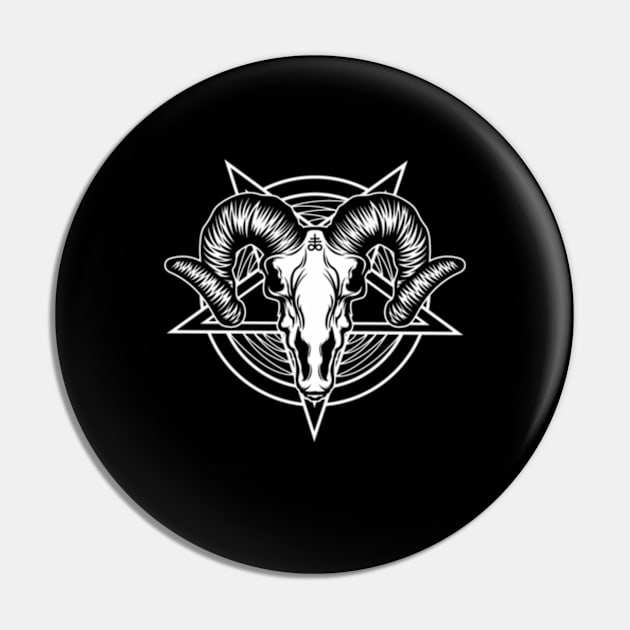 Satanic Goat Pentagram Skull Occult Lucifer Evil Baphomet Pin by Sink-Lux