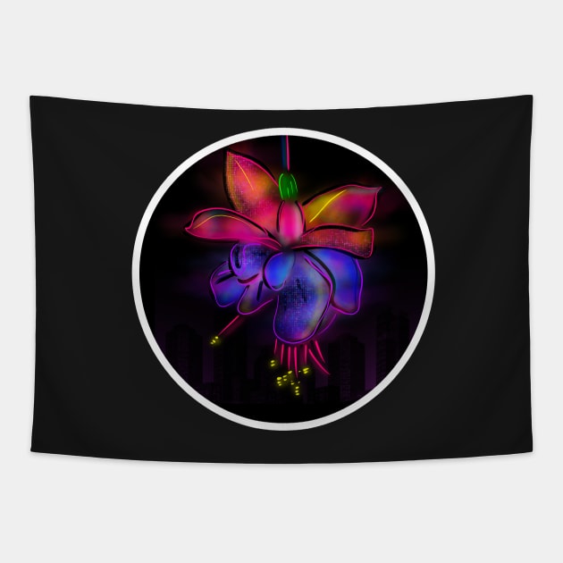 Fuchsia flower sticker Tapestry by Judinart