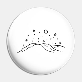 Mountains with Stars and Full Moon Drawing Pin