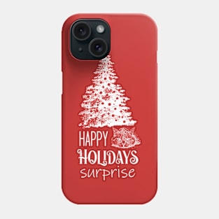 Winter Holidays Joke with Cat and Christmas Tree Phone Case