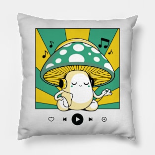 Groovy Mushroom Listening to Music Pillow