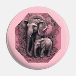 Beautiful elephant and calf Pin