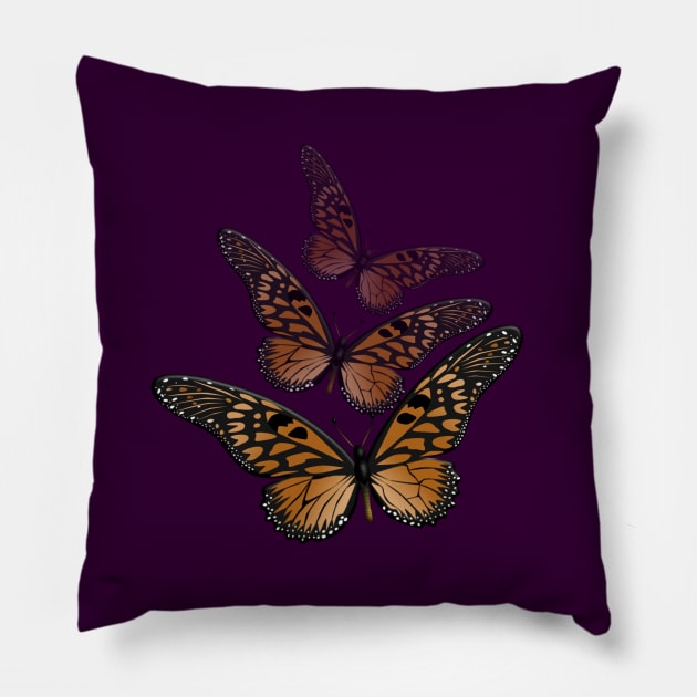 3 Monarchs Pillow by JAC3D