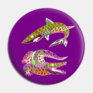 shark and alligator ecopop wild animals art Pin