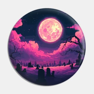 Nighttime Under the Pink Full Moon Pin