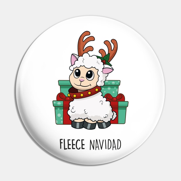 Fleece Navidad | Cute Christmas Pun Tshirt | Sheep Joke Pin by Sarah's Simulacrum