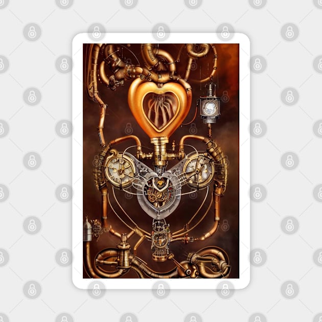 Steampunk mechanical heart Magnet by Dendros-Studio