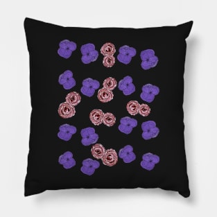 Painted purple flowers and roses Pillow