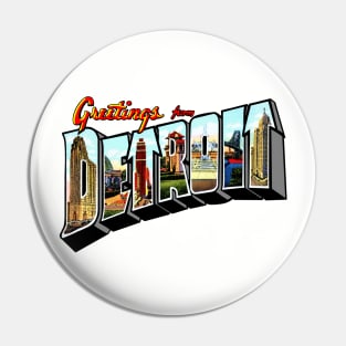 Greetings from Detroit (1950's) Pin