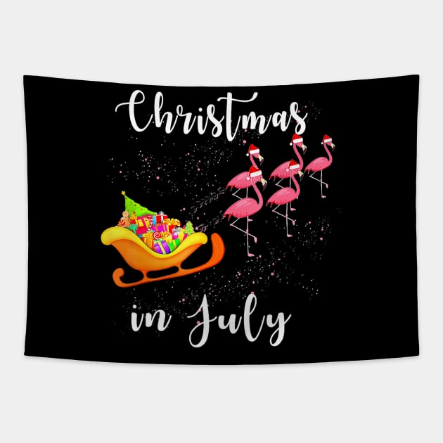 Funny Flamingo Pink Camping Car Christmas in July Tapestry by mccloysitarh