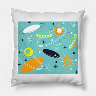 Flying Saucers Retro Atomic Abstract Pillow