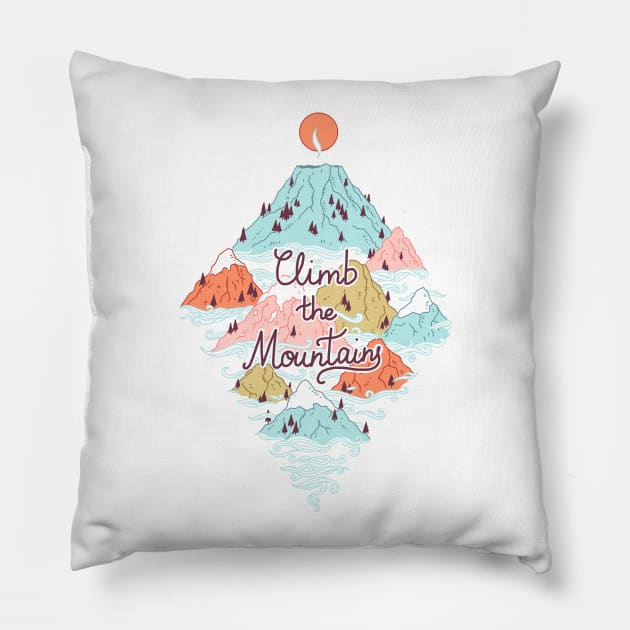 Misty Mountains Pillow by Freeminds