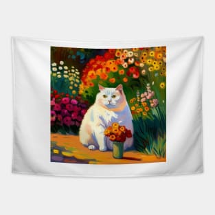 Great White Derp Cat in the garden Tapestry