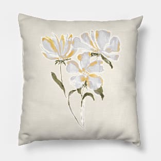 White and yellow flowers watercolor Pillow