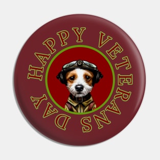 Veterans Day Jack Russell Dog Memorial Design 1 Pin