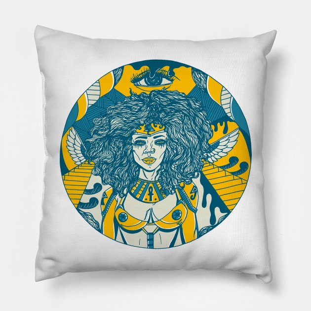 Retro Wave Kemet Warrior Pillow by kenallouis