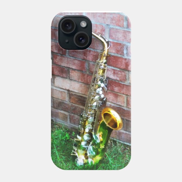 Music - Saxophone Against Brick Phone Case by SusanSavad