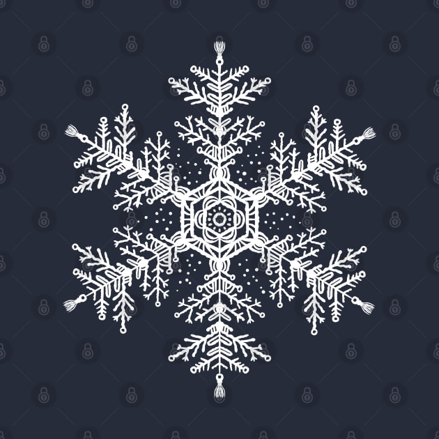 Christmas white snowflake illustration. Hand-drawn macrame snowflakes trendy illustration. by ChrisiMM