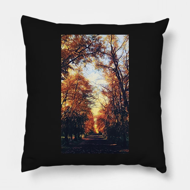 Autumn Path Pillow by BethsdaleArt