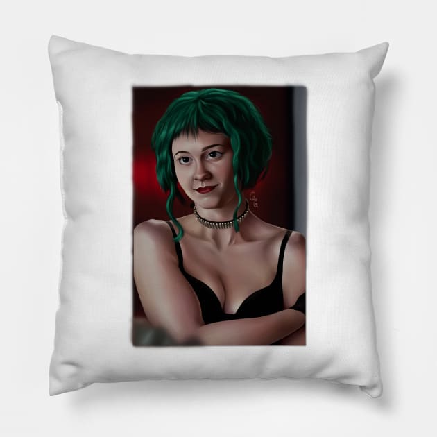 Green Ramona Pillow by ConnorATerro