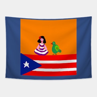 Sporty Puerto Rico Design on Blue Background Tapestry