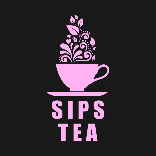 Sips Tea Pink Girly Floral Cup Gossips Queen Popular Meme by mangobanana