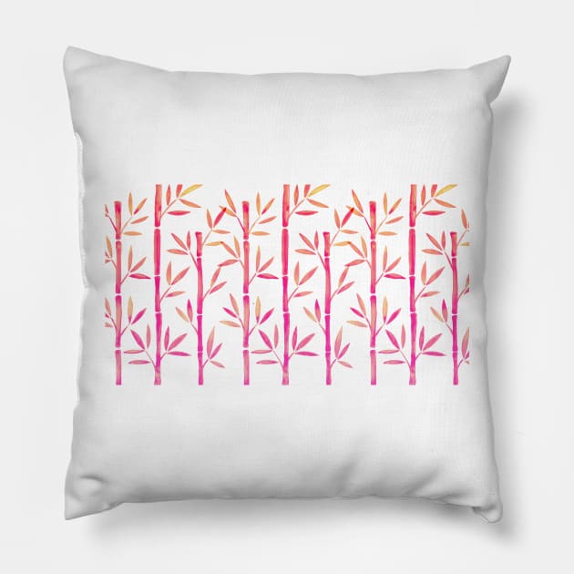 Pink Bamboo Pattern Pillow by CatCoq