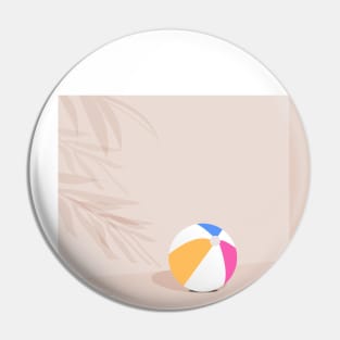 Beige beach ball with tropical leaves illustration Pin