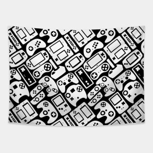 Video Game Controllers Black & White Tapestry