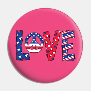 Peace and Love 4th of July cliparts  illustration Pin