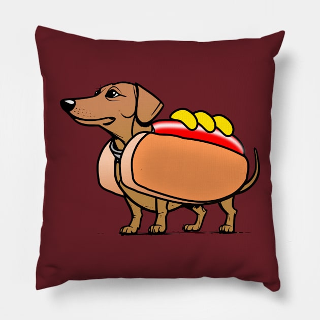 Dachshund Hotdog Sausage Pillow by Sanu Designs