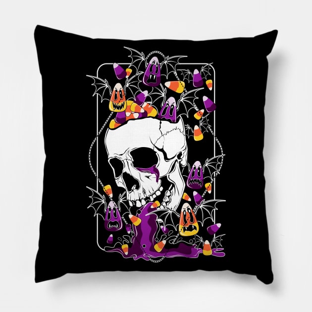 Death by Candy Corn Pillow by Von Kowen