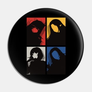 All The Main Characters In The Eminence In Shadow Anime In A Cool Black Minimalist Silhouette Pop Art Design With Their Names Symbol In Colorful Background Pin