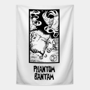 Ghost Chickens - Phantom Bantam Quote - Black Outline Version Tapestry