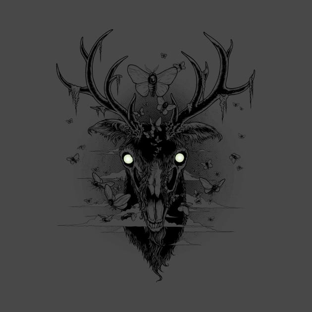 Moth Eaten Deer Head - One Color by scumbugg