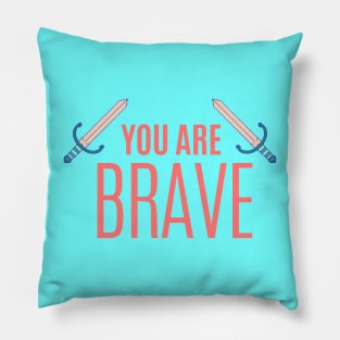 Aqua you are Brave Children Typography Pillow