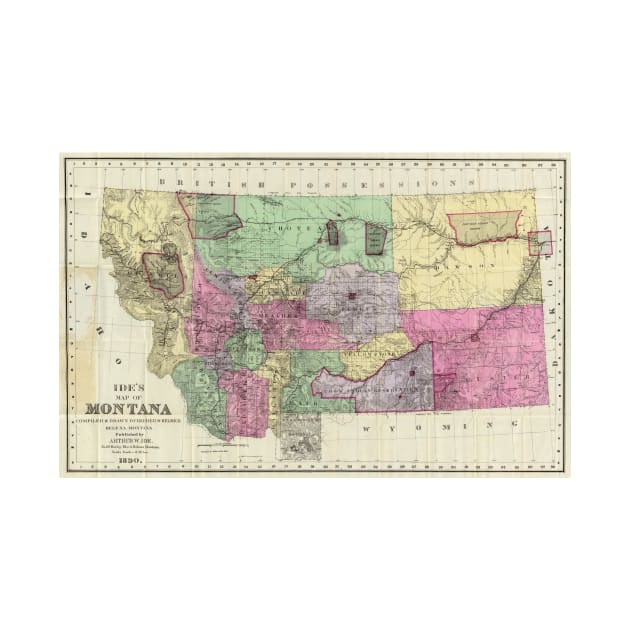 Vintage Map of Montana (1890) by Bravuramedia