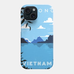 Ha Long, Vietnam. Retro travel poster Phone Case