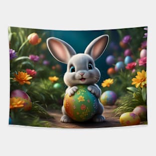 Easter bunny with artistic Easter eggs Tapestry