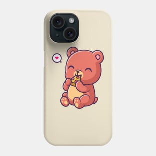 Cute Bear Eating Pizza Cartoon Phone Case