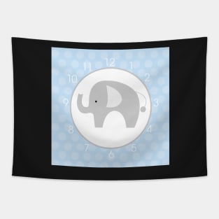 Mod Elephant Blue and White Wall Clock Tapestry