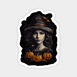 Mystical Halloween Delight: Beautiful Witch Magnet