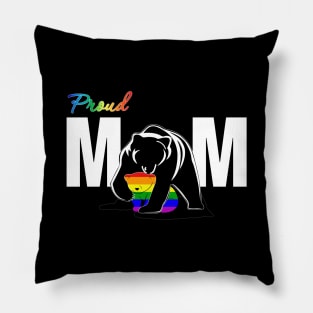 Bear Pround Mom Shirt Funny LGBT Rainbow Gift Pillow