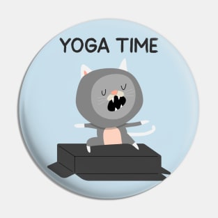 Yoga Cat / Yoga Time / Yoga Training T-shirt / Cute Cat Doing Yoga Pin